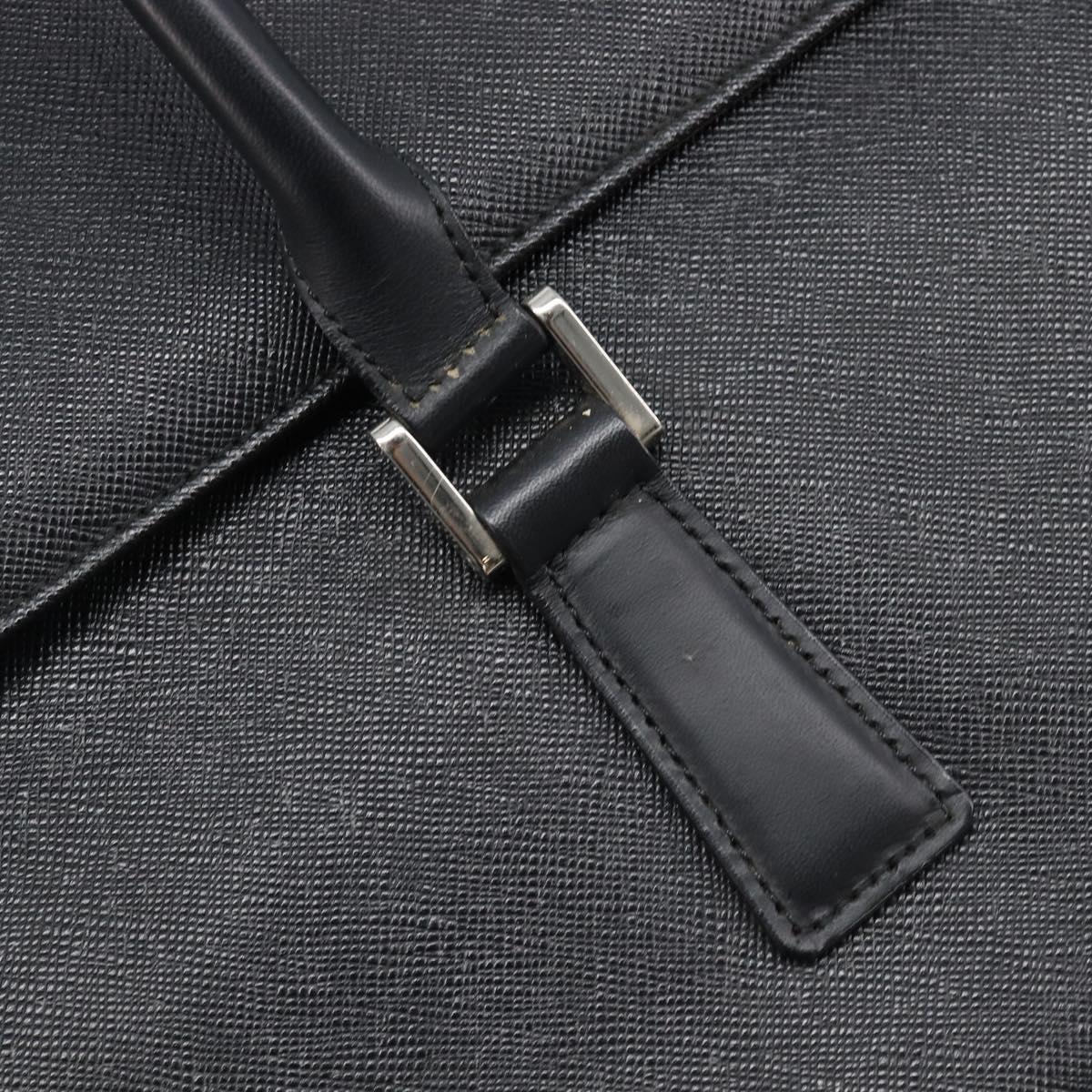 BURBERRY Hand Bag Leather Black Silver Auth 204238