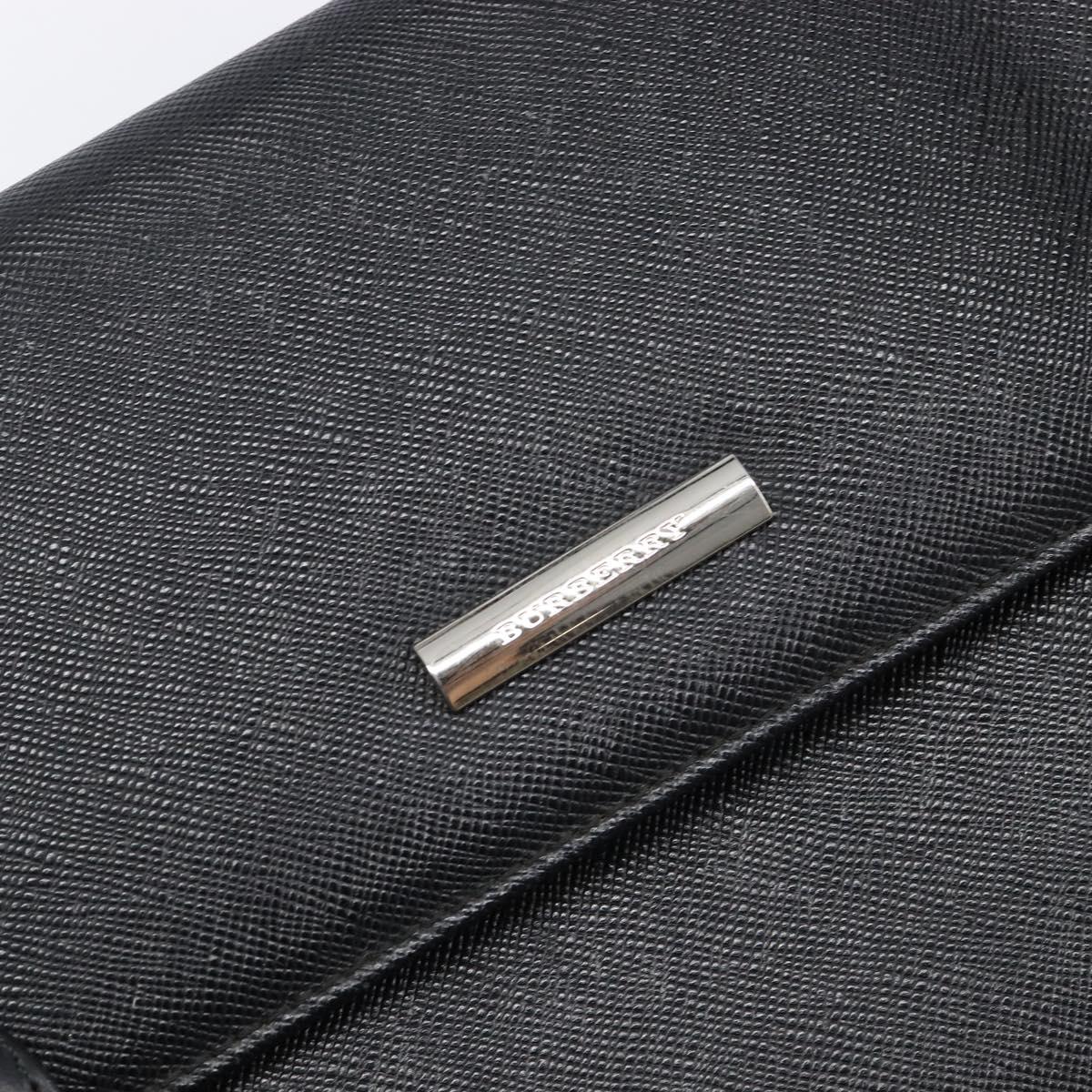 BURBERRY Hand Bag Leather Black Silver Auth 204238