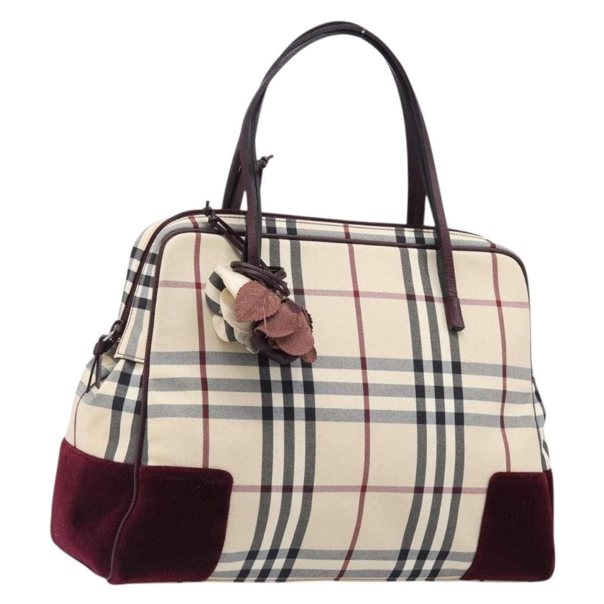 BURBERRY Nova Check Hand Bag Canvas Beige Auth 204239A