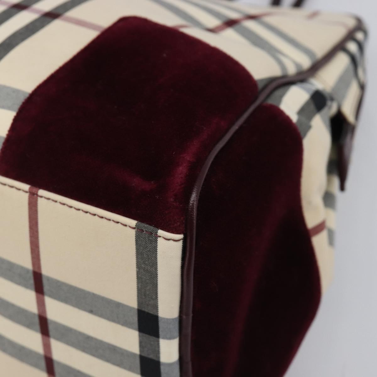 BURBERRY Nova Check Hand Bag Canvas Beige Auth 204239A