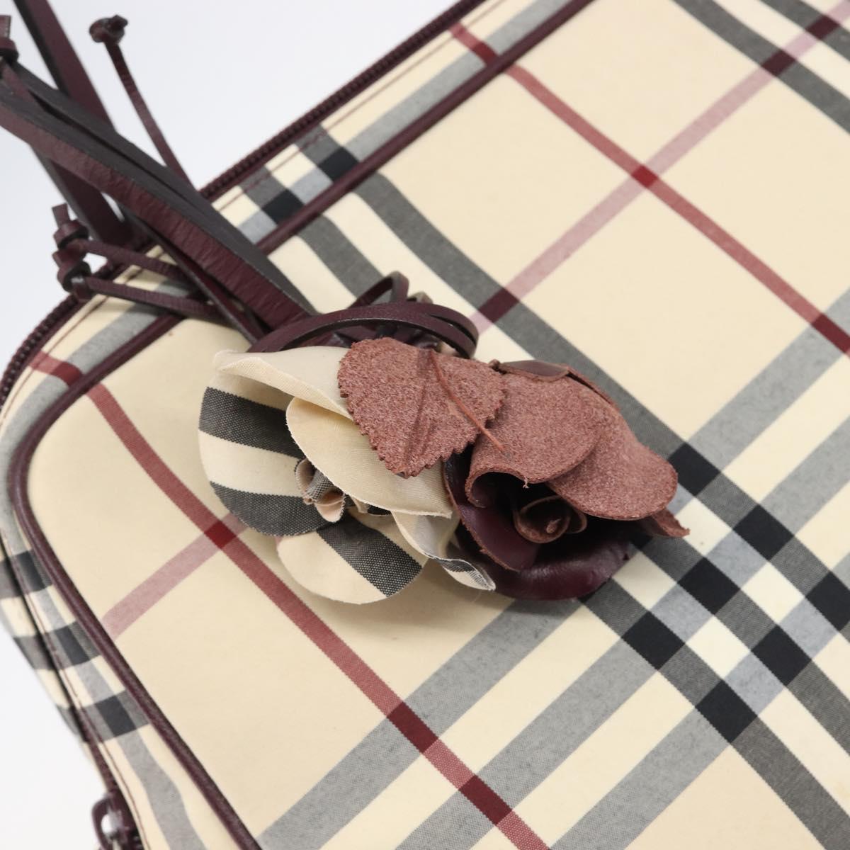 BURBERRY Nova Check Hand Bag Canvas Beige Auth 204239A