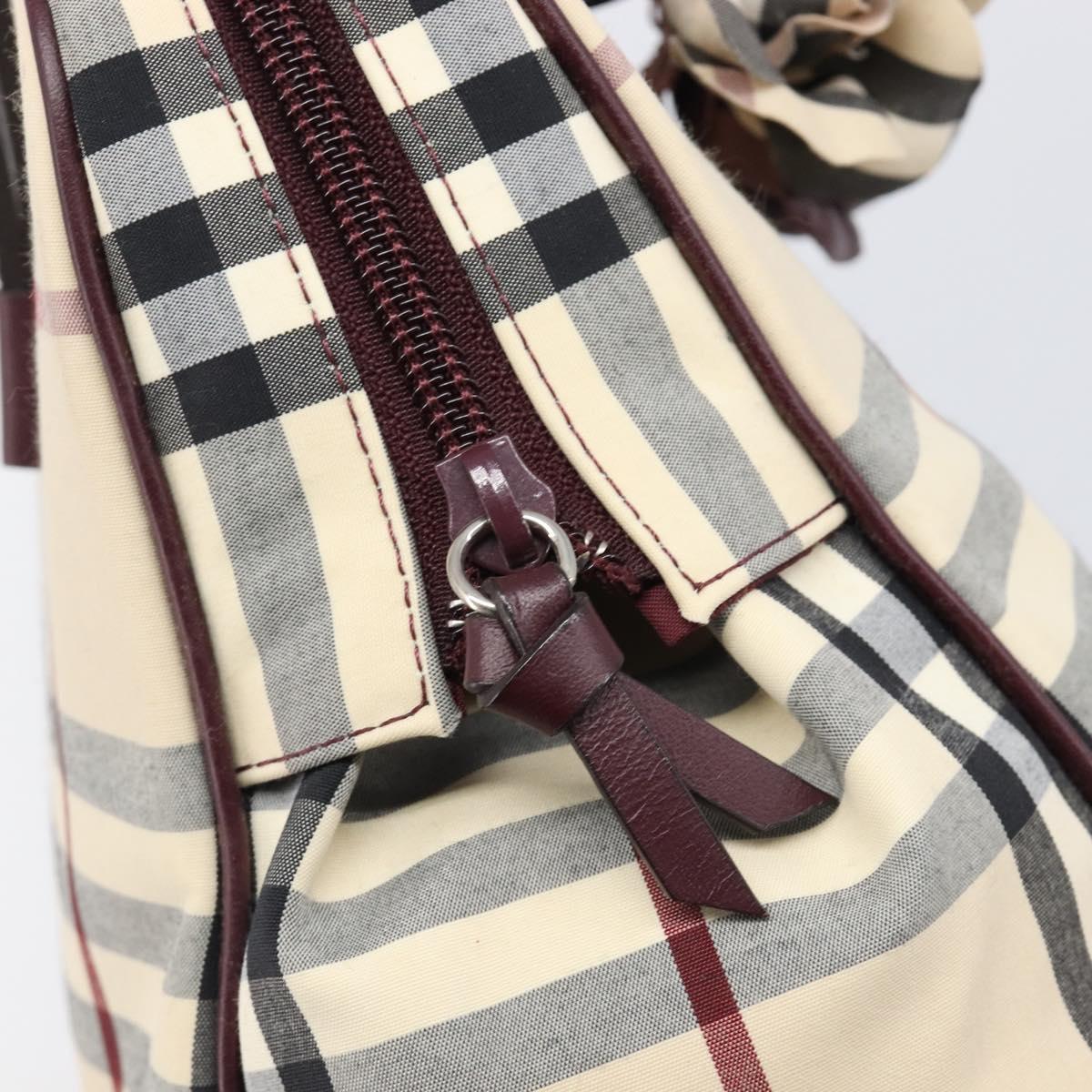 BURBERRY Nova Check Hand Bag Canvas Beige Auth 204239A