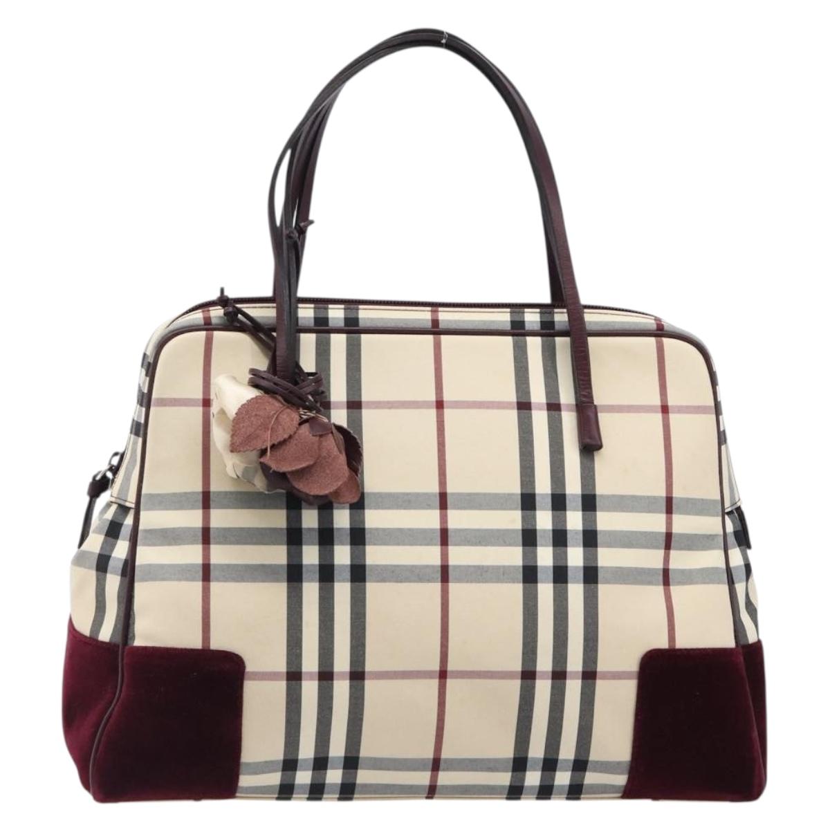BURBERRY Nova Check Hand Bag Canvas Beige Auth 204239A