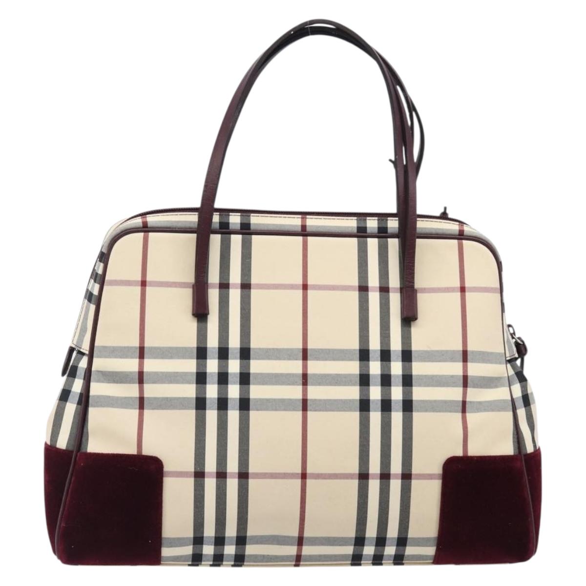 BURBERRY Nova Check Hand Bag Canvas Beige Auth 204239A