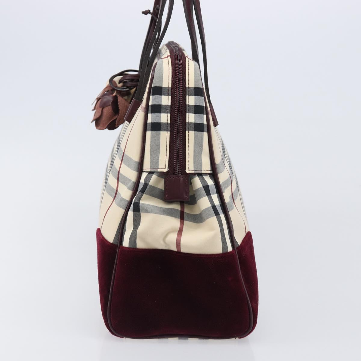BURBERRY Nova Check Hand Bag Canvas Beige Auth 204239A