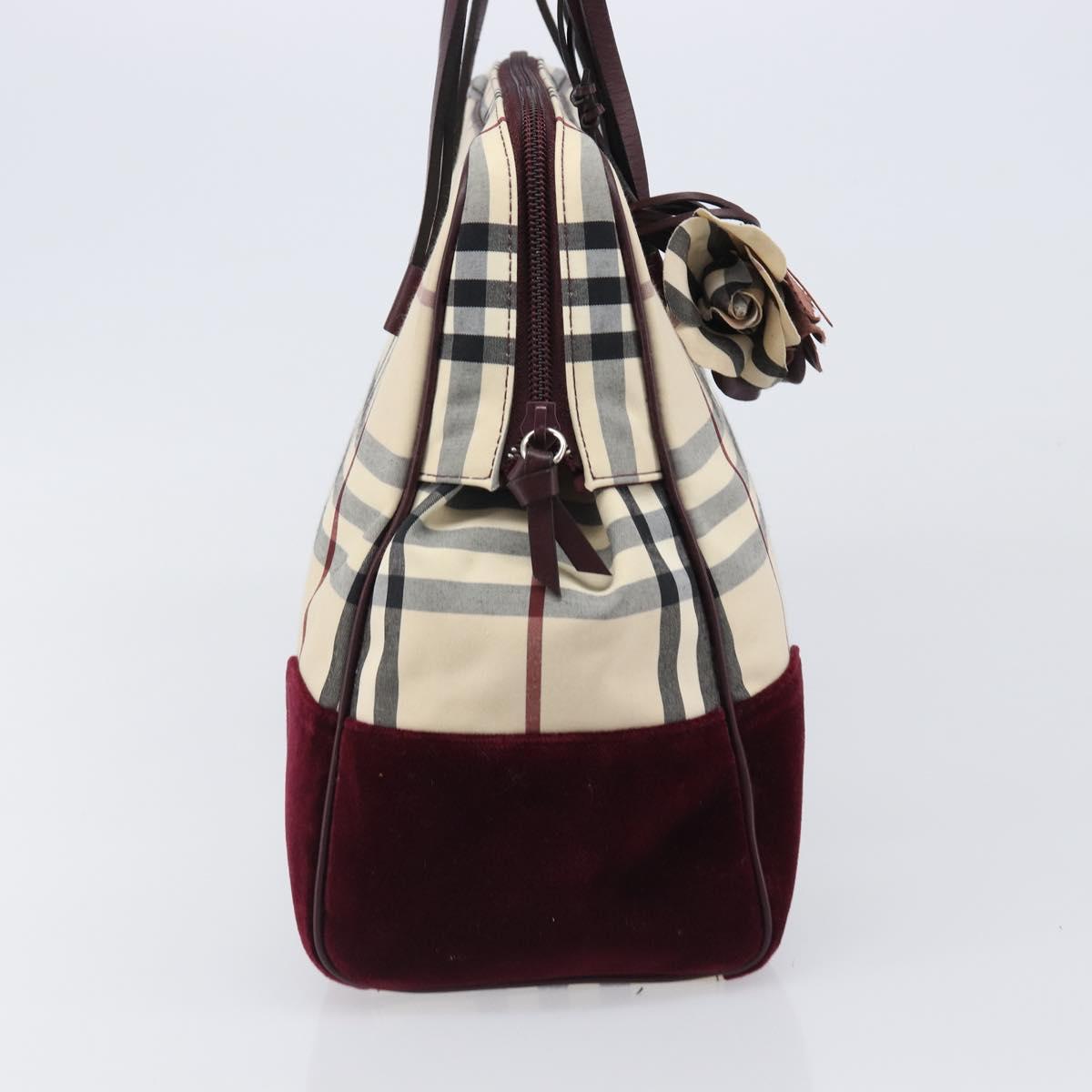 BURBERRY Nova Check Hand Bag Canvas Beige Auth 204239A