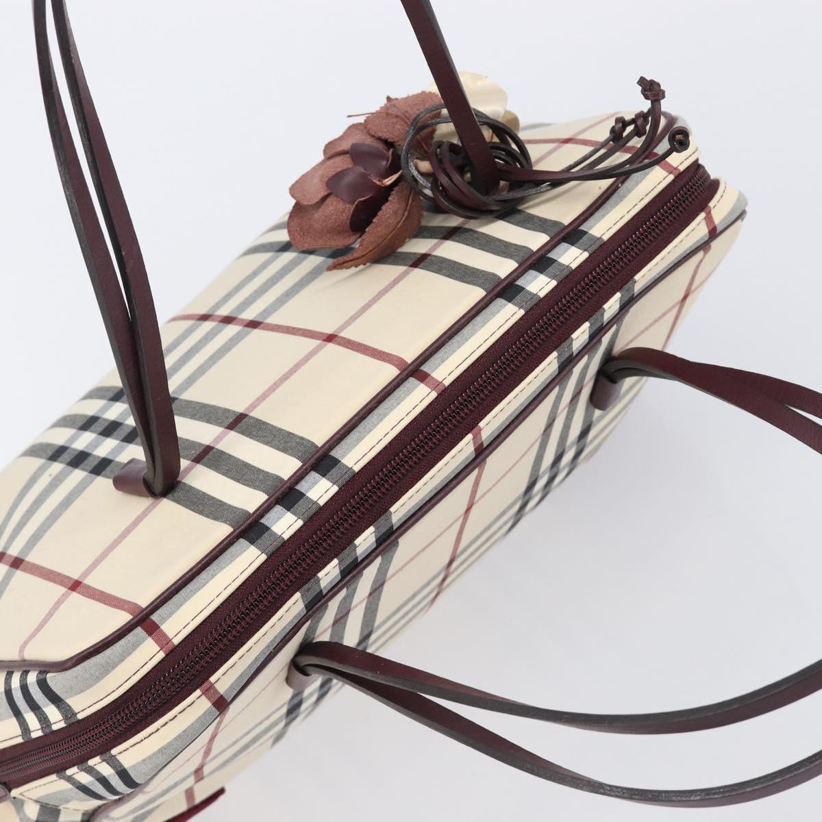 BURBERRY Nova Check Hand Bag Canvas Beige Auth 204239A