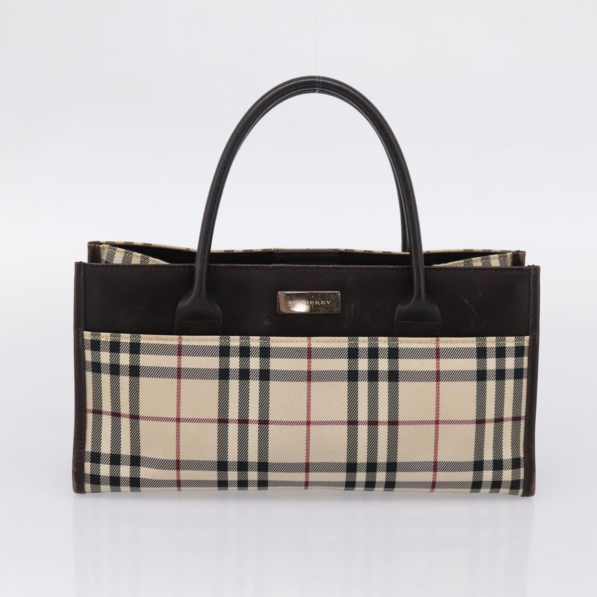 Burberrys Burberry Nova Check Hand Bag Canvas 4 Set Beige Auth 204246