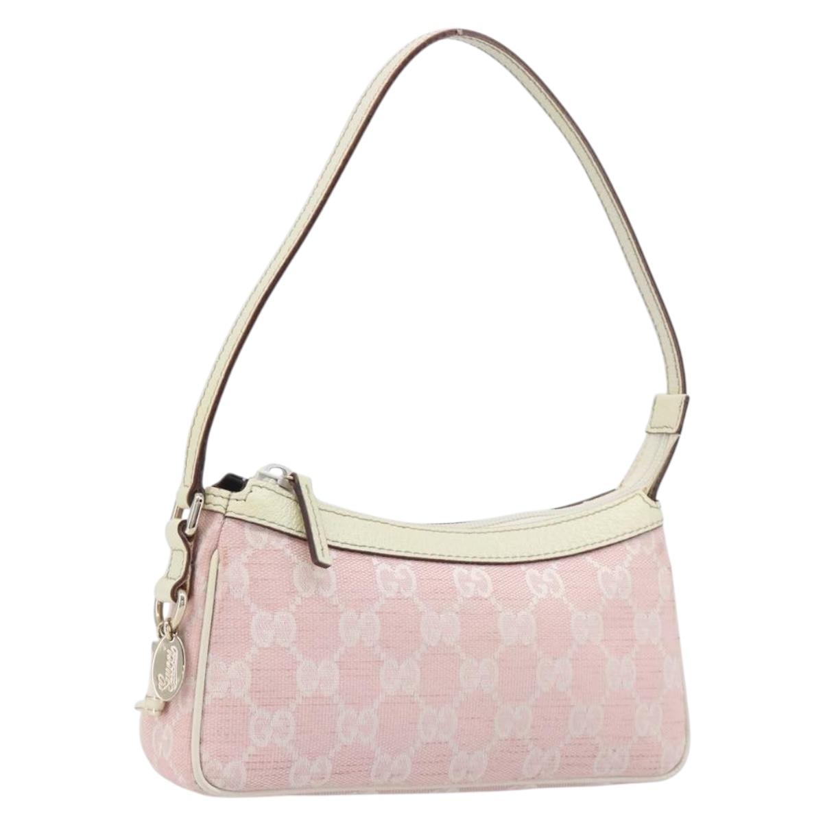 GUCCI GG Canvas Accessory Pouch Pink Gold 154432 Auth 204249A