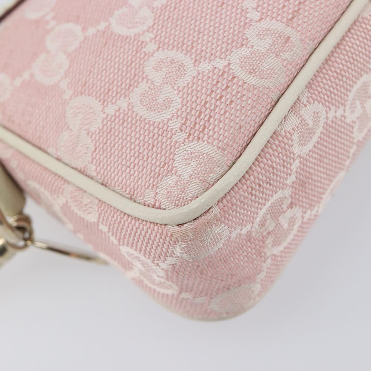 GUCCI GG Canvas Accessory Pouch Pink Gold 154432 Auth 204249A