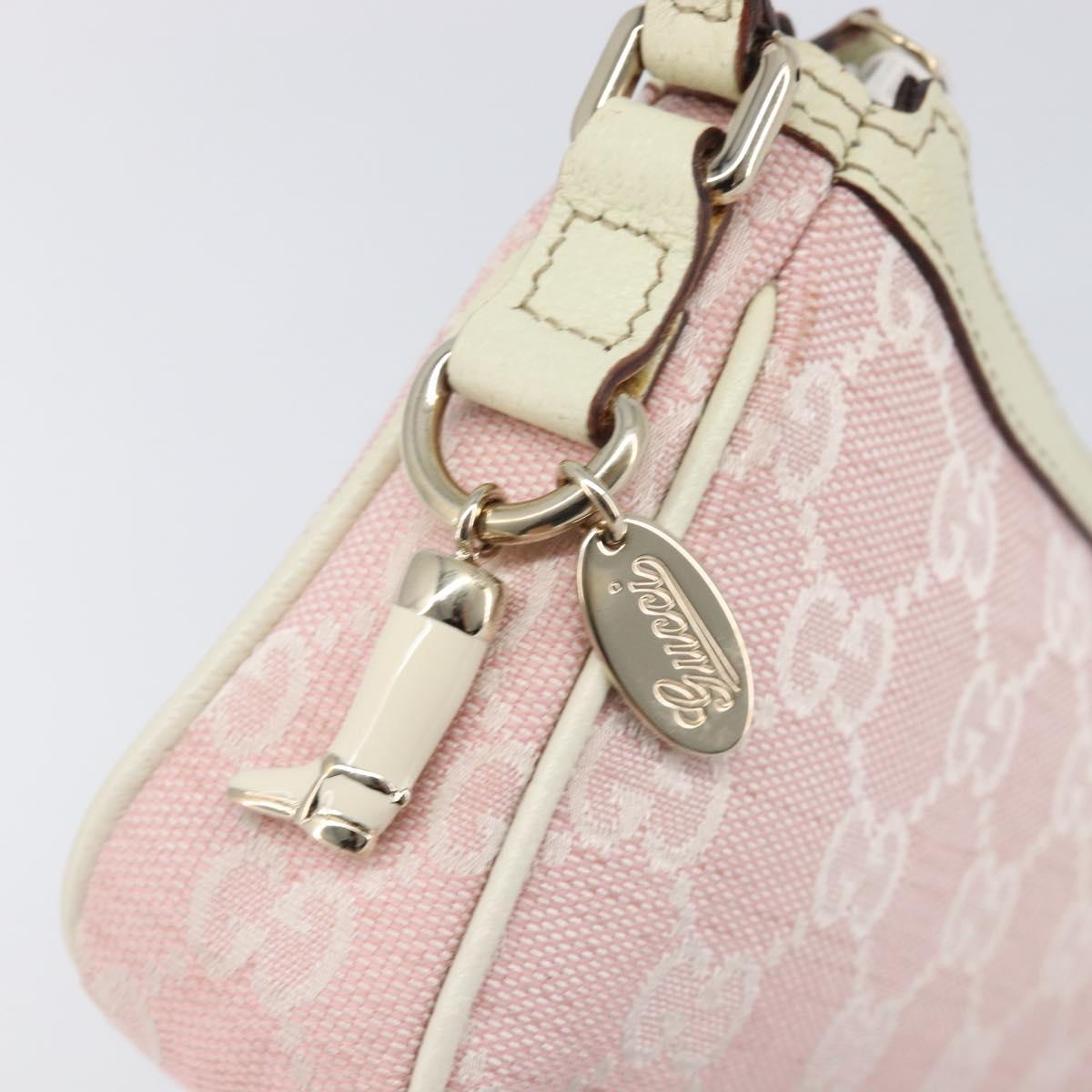 GUCCI GG Canvas Accessory Pouch Pink Gold 154432 Auth 204249A