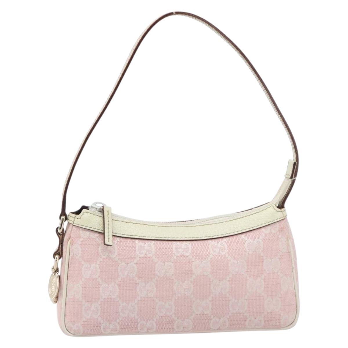 GUCCI GG Canvas Accessory Pouch Pink Gold 154432 Auth 204249A