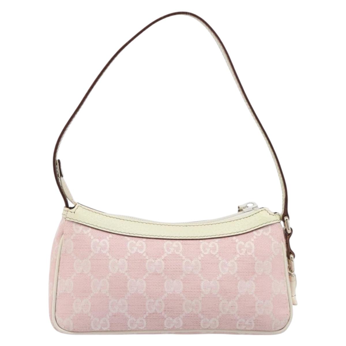 GUCCI GG Canvas Accessory Pouch Pink Gold 154432 Auth 204249A