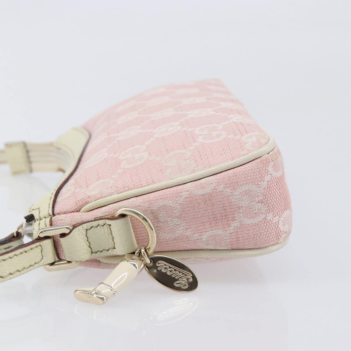 GUCCI GG Canvas Accessory Pouch Pink Gold 154432 Auth 204249A