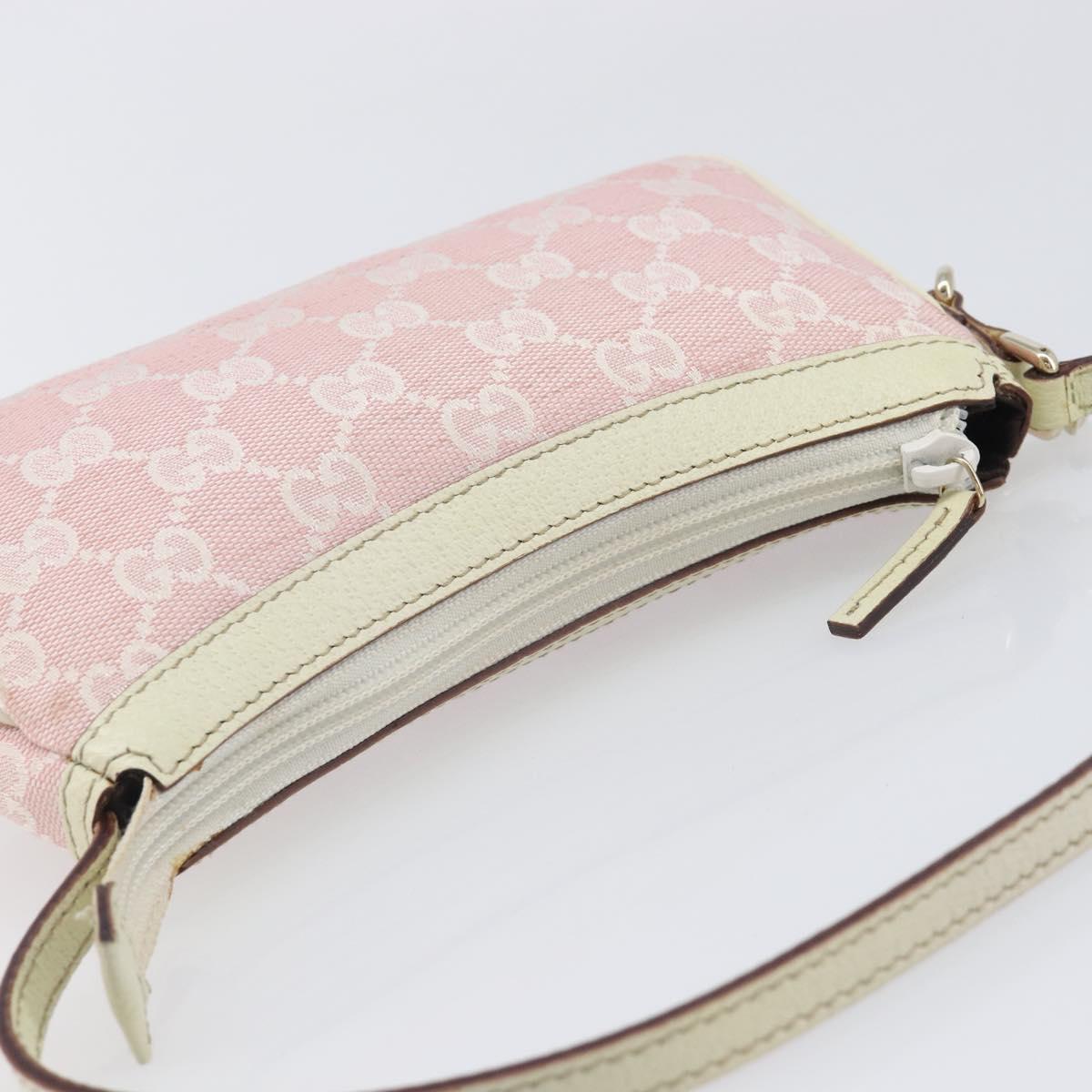 GUCCI GG Canvas Accessory Pouch Pink Gold 154432 Auth 204249A