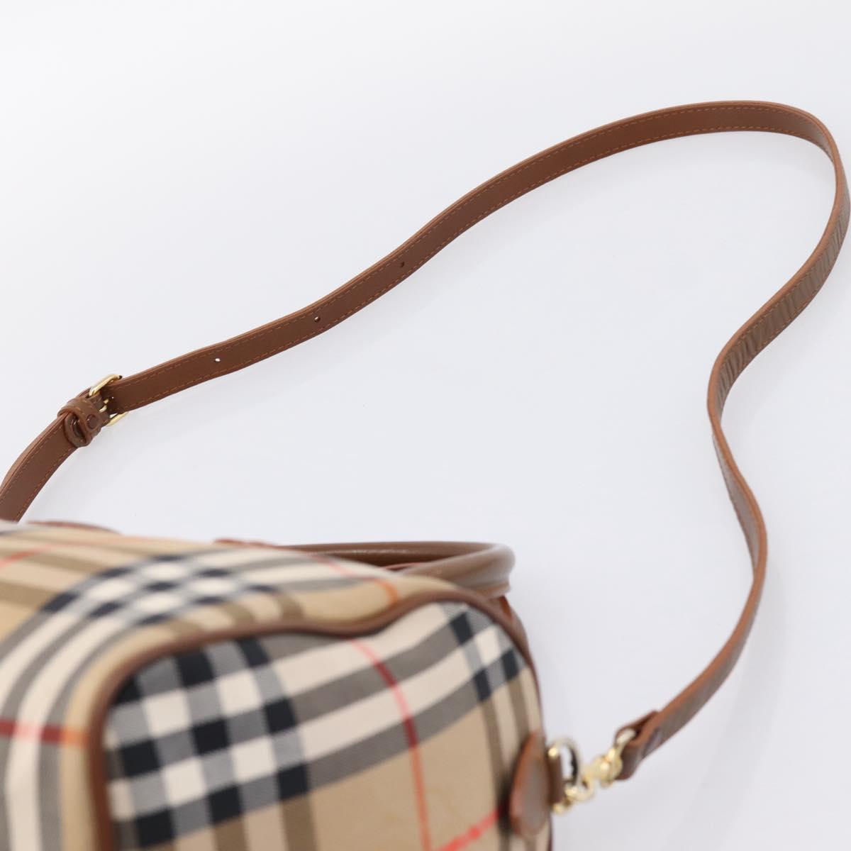 Burberrys Nova Check Hand Bag Canvas 2way Beige Gold Auth 204251