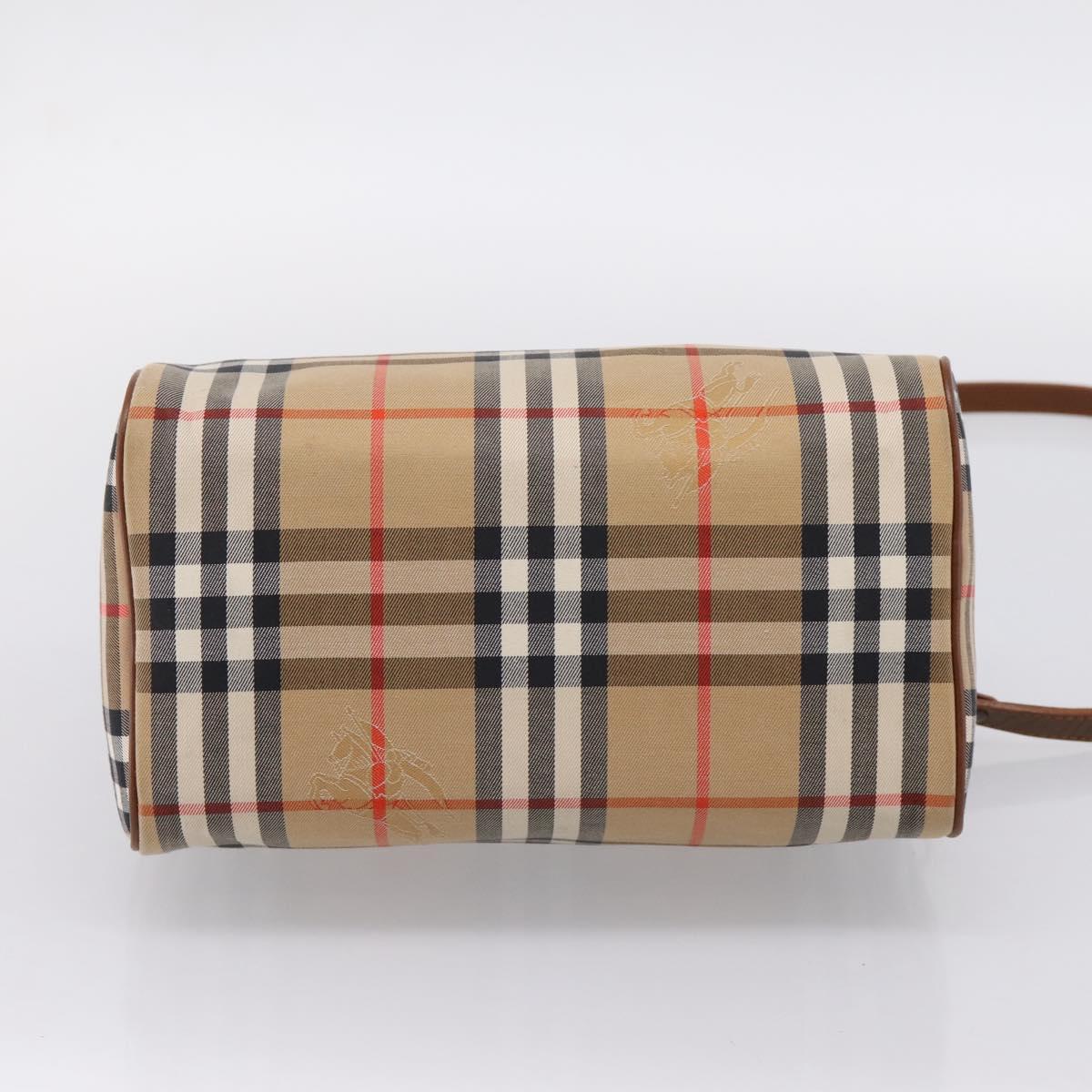 Burberrys Nova Check Hand Bag Canvas 2way Beige Gold Auth 204251