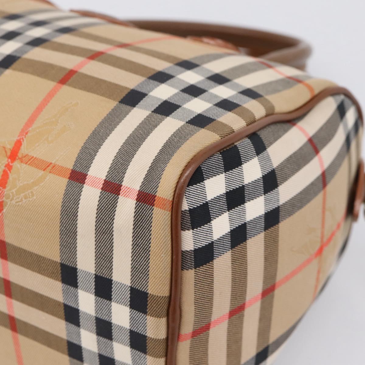 Burberrys Nova Check Hand Bag Canvas 2way Beige Gold Auth 204251