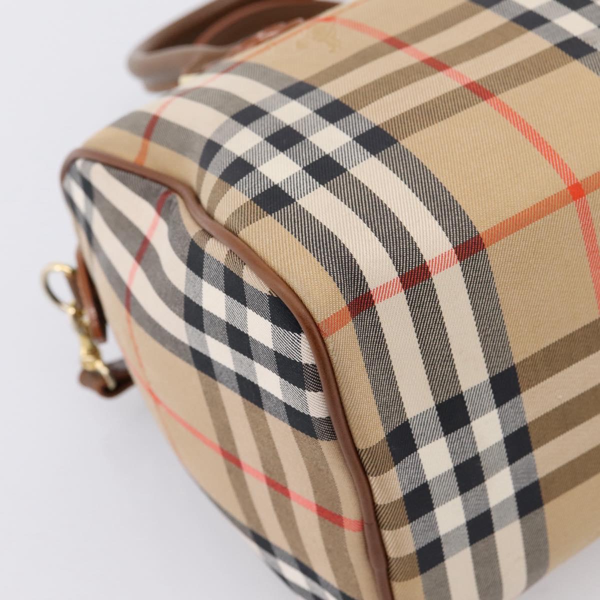 Burberrys Nova Check Hand Bag Canvas 2way Beige Gold Auth 204251
