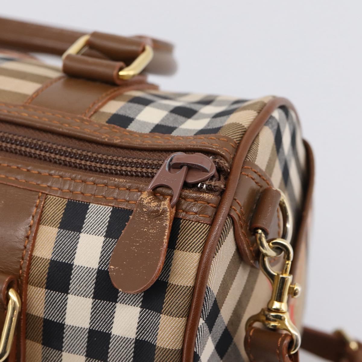 Burberrys Nova Check Hand Bag Canvas 2way Beige Gold Auth 204251