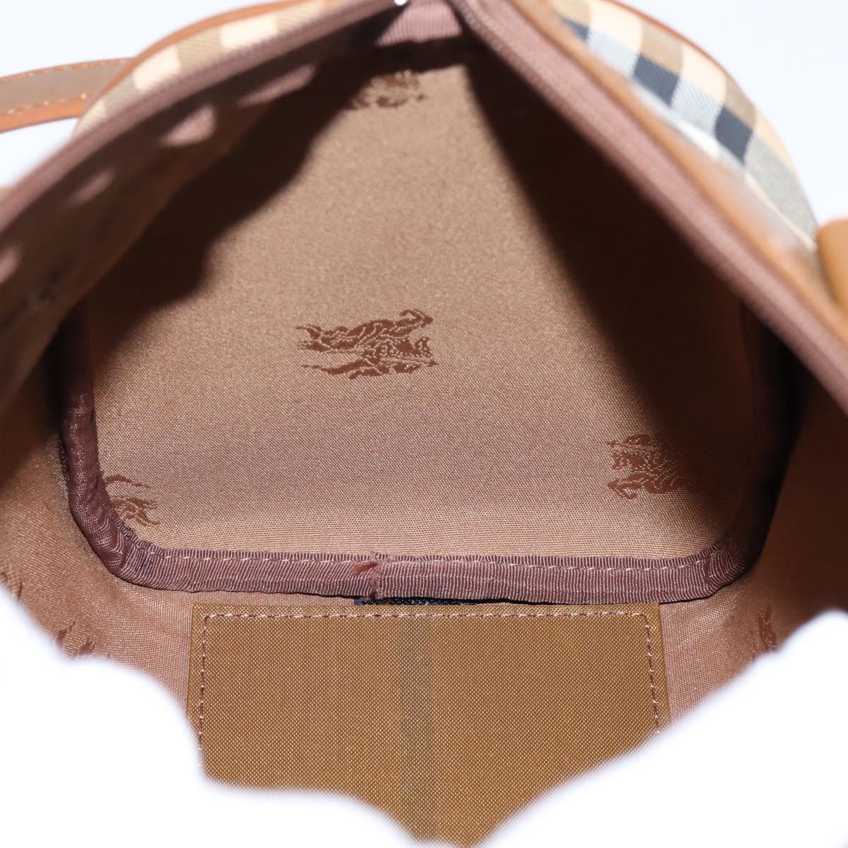 Burberrys Nova Check Hand Bag Canvas 2way Beige Gold Auth 204251