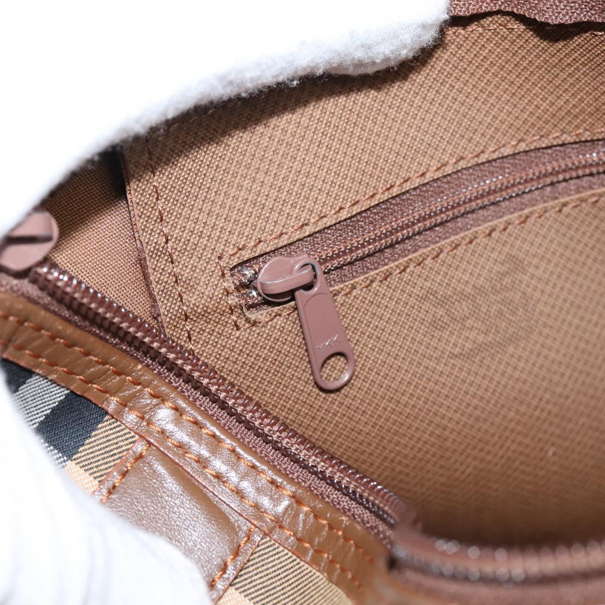 Burberrys Nova Check Hand Bag Canvas 2way Beige Gold Auth 204251