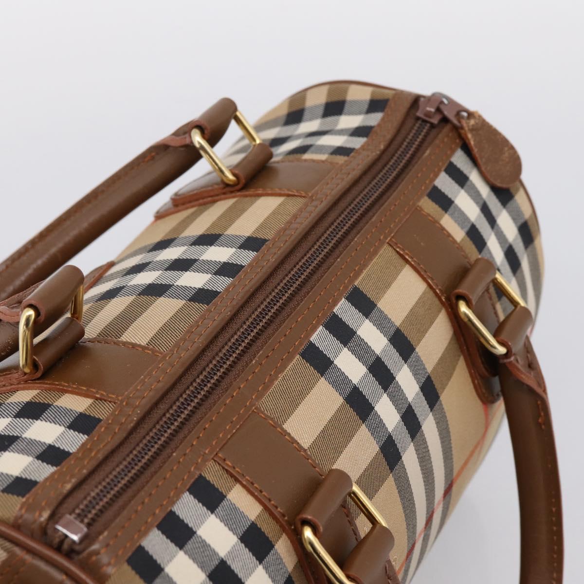 Burberrys Nova Check Hand Bag Canvas 2way Beige Gold Auth 204251
