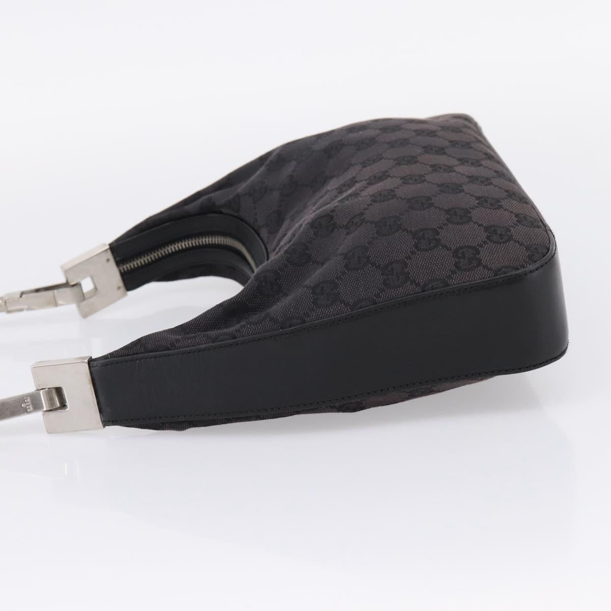 GUCCI GG Canvas Shoulder Bag Black Silver 001 3812 Auth 204252