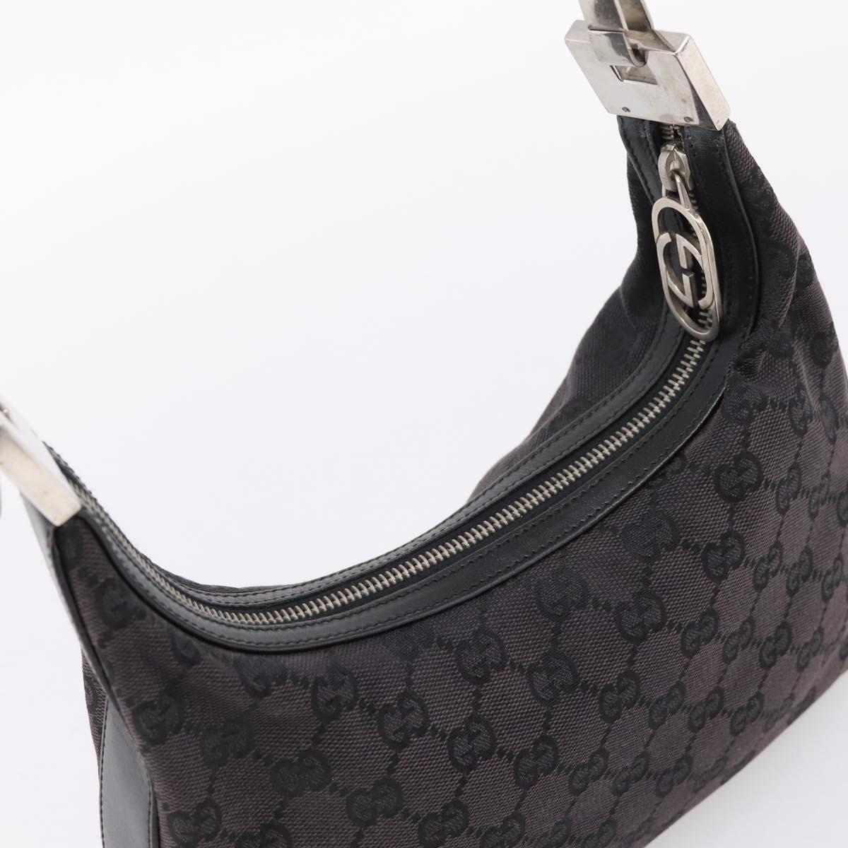 GUCCI GG Canvas Shoulder Bag Black Silver 001 3812 Auth 204252