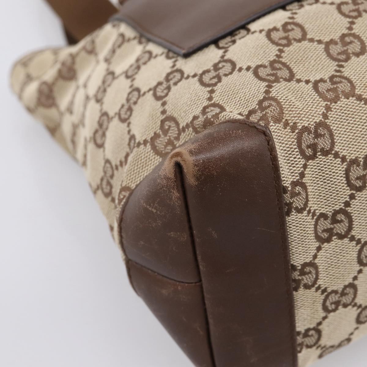 GUCCI GG Canvas Tote Bag Beige Silver 28893 Auth 204253