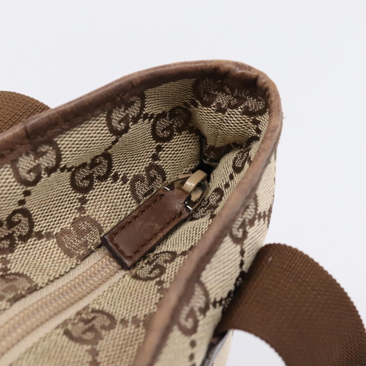 GUCCI GG Canvas Tote Bag Beige Silver 28893 Auth 204253