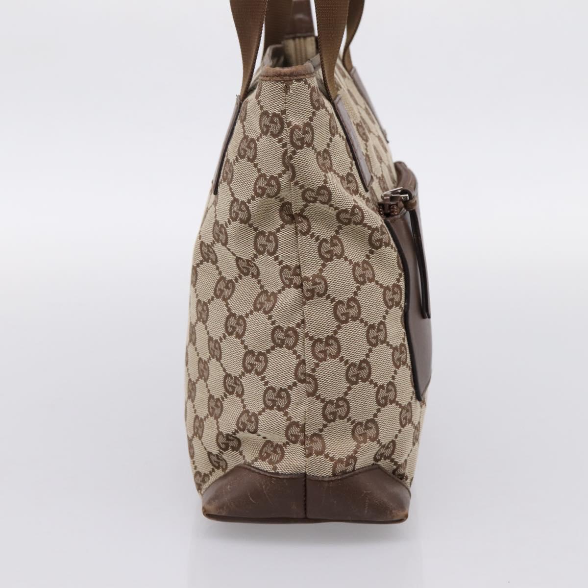 GUCCI GG Canvas Tote Bag Beige Silver 28893 Auth 204253