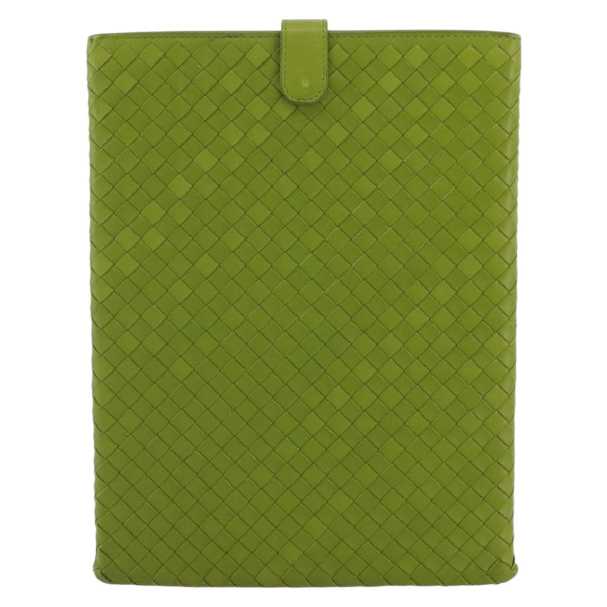 BOTTEGA VENETA INTRECCIATO iPad Case Leather Green Auth 204255