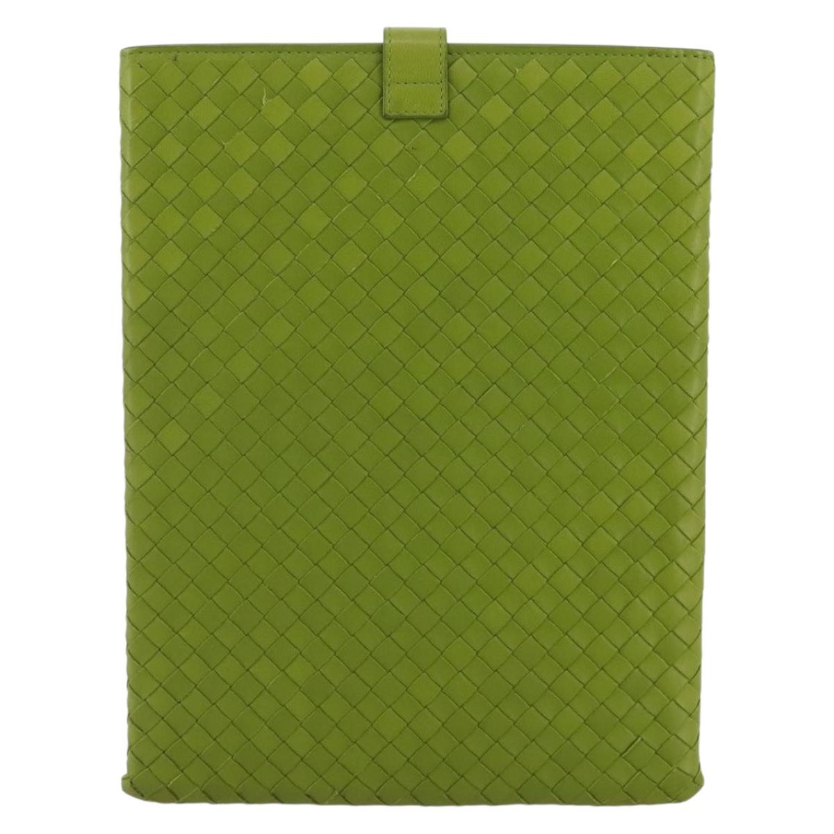 BOTTEGA VENETA INTRECCIATO iPad Case Leather Green Auth 204255
