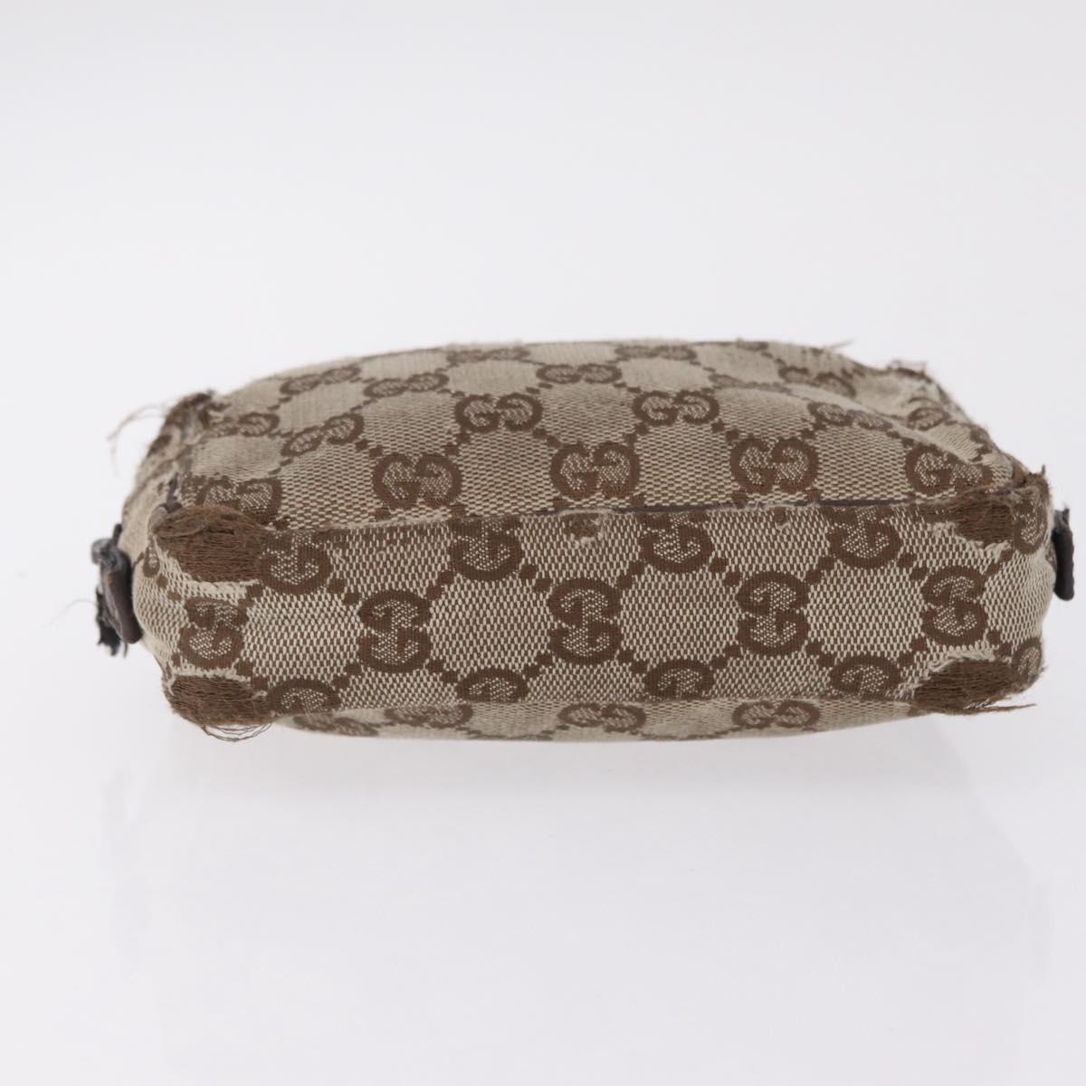 GUCCI GG Canvas Pouch Leather metal 5 Set Beige Silver black Auth 204257