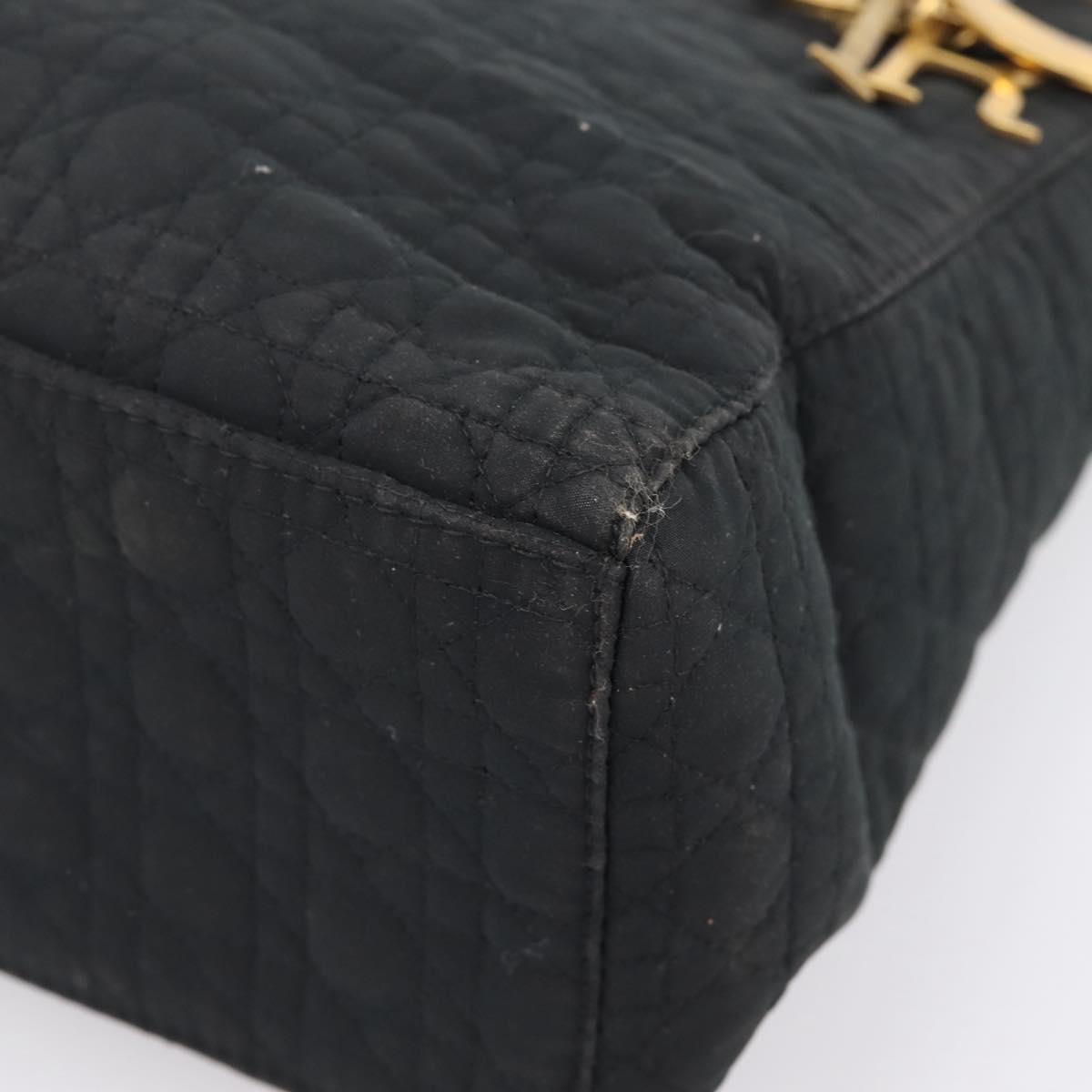 Christian Dior Canage Hand Bag Canvas Black Gold Auth 204259