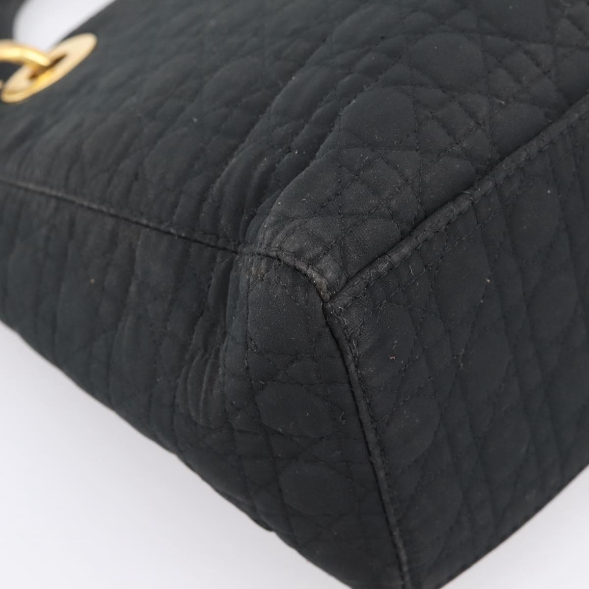 Christian Dior Canage Hand Bag Canvas Black Gold Auth 204259