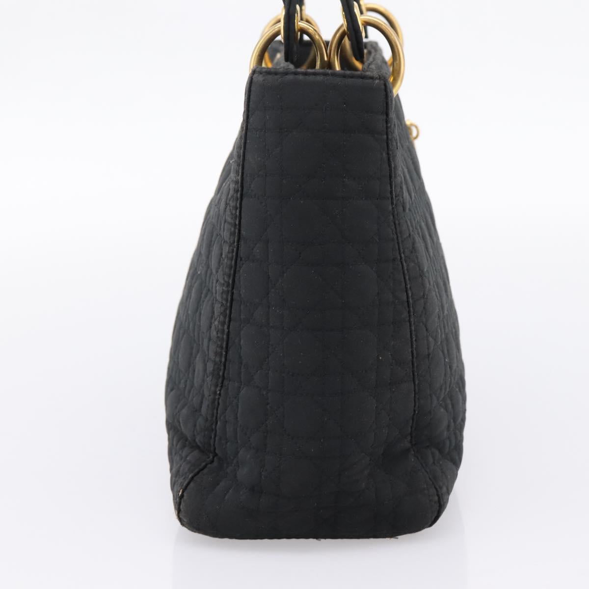 Christian Dior Canage Hand Bag Canvas Black Gold Auth 204259
