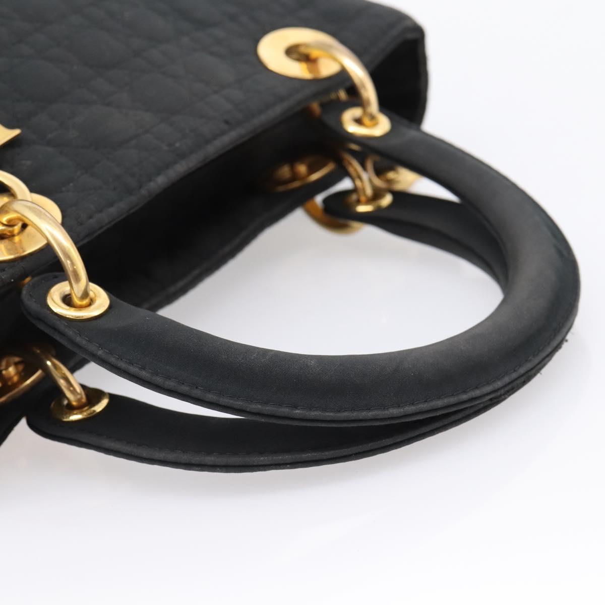 Christian Dior Canage Hand Bag Canvas Black Gold Auth 204259