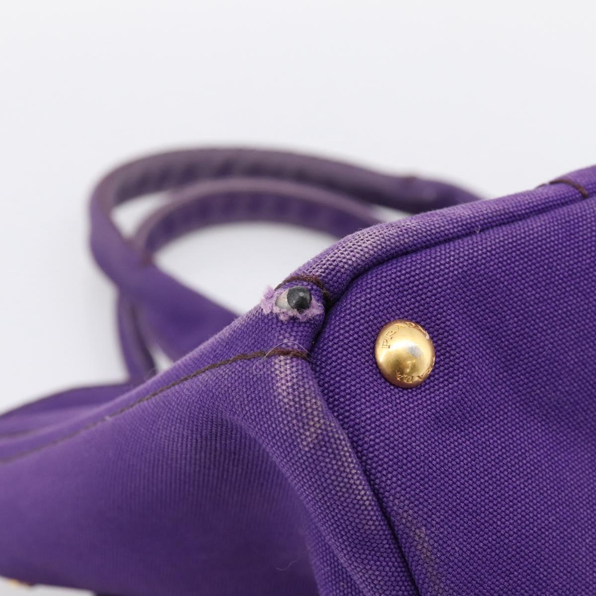 PRADA Canapa GM Tote Bag Canvas Purple Gold Auth 204261