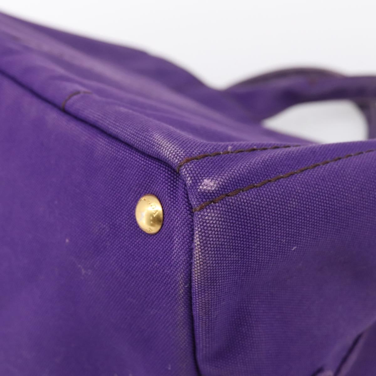 PRADA Canapa GM Tote Bag Canvas Purple Gold Auth 204261