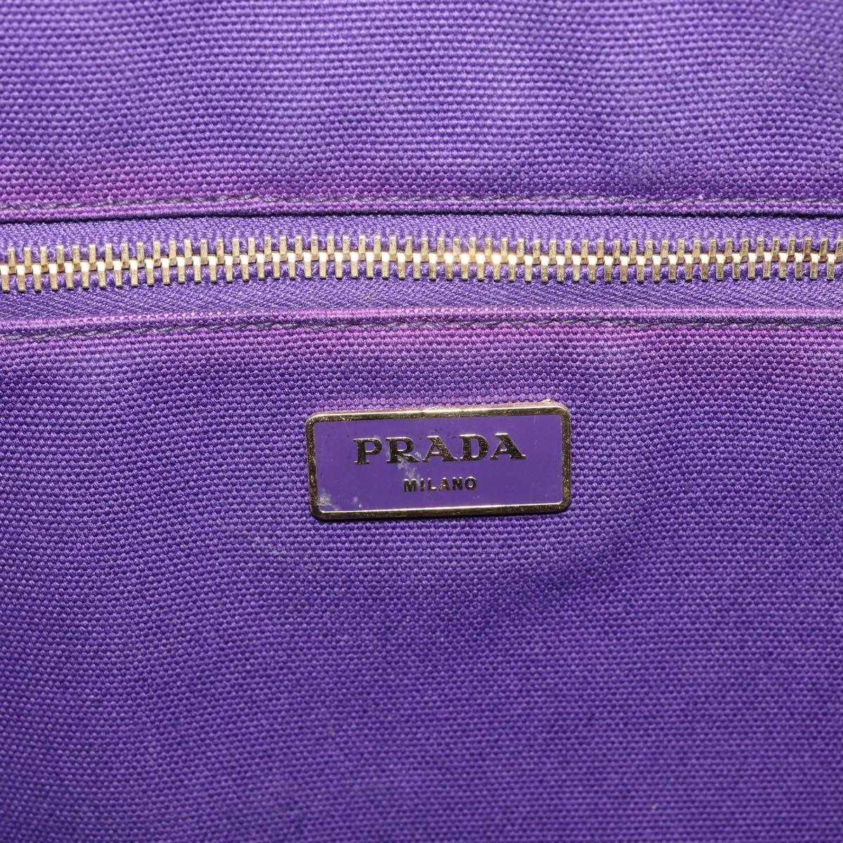 PRADA Canapa GM Tote Bag Canvas Purple Gold Auth 204261