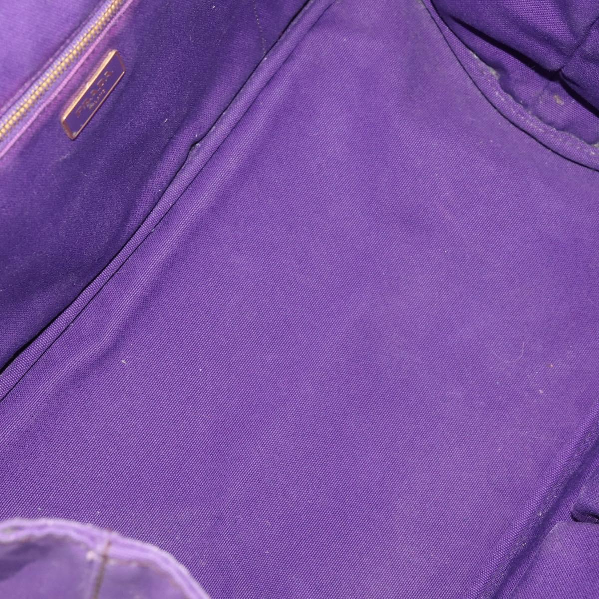 PRADA Canapa GM Tote Bag Canvas Purple Gold Auth 204261