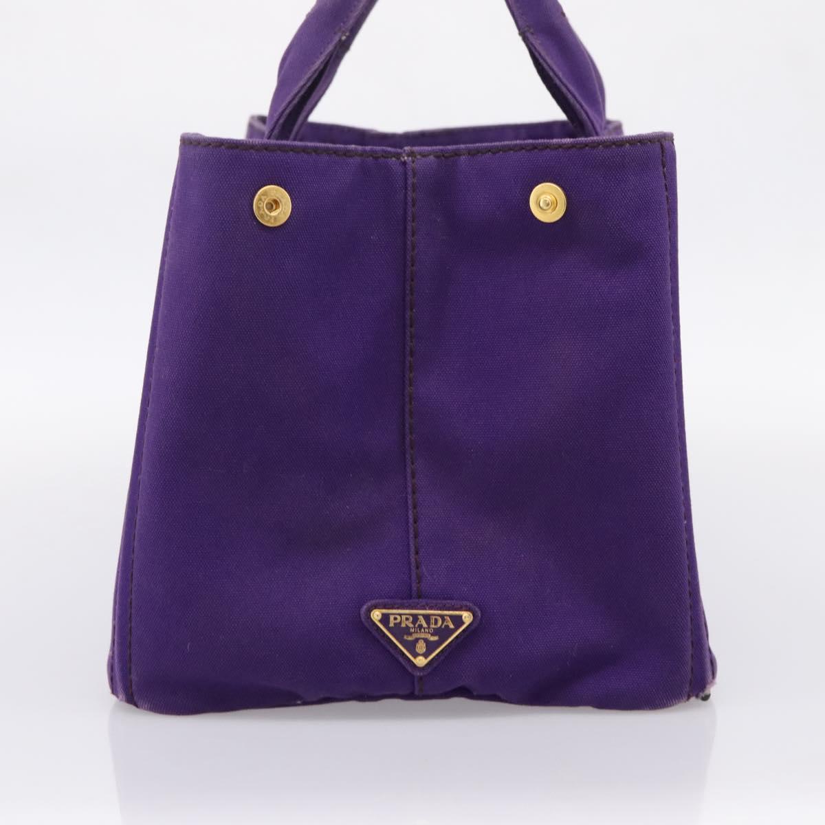 PRADA Canapa GM Tote Bag Canvas Purple Gold Auth 204261
