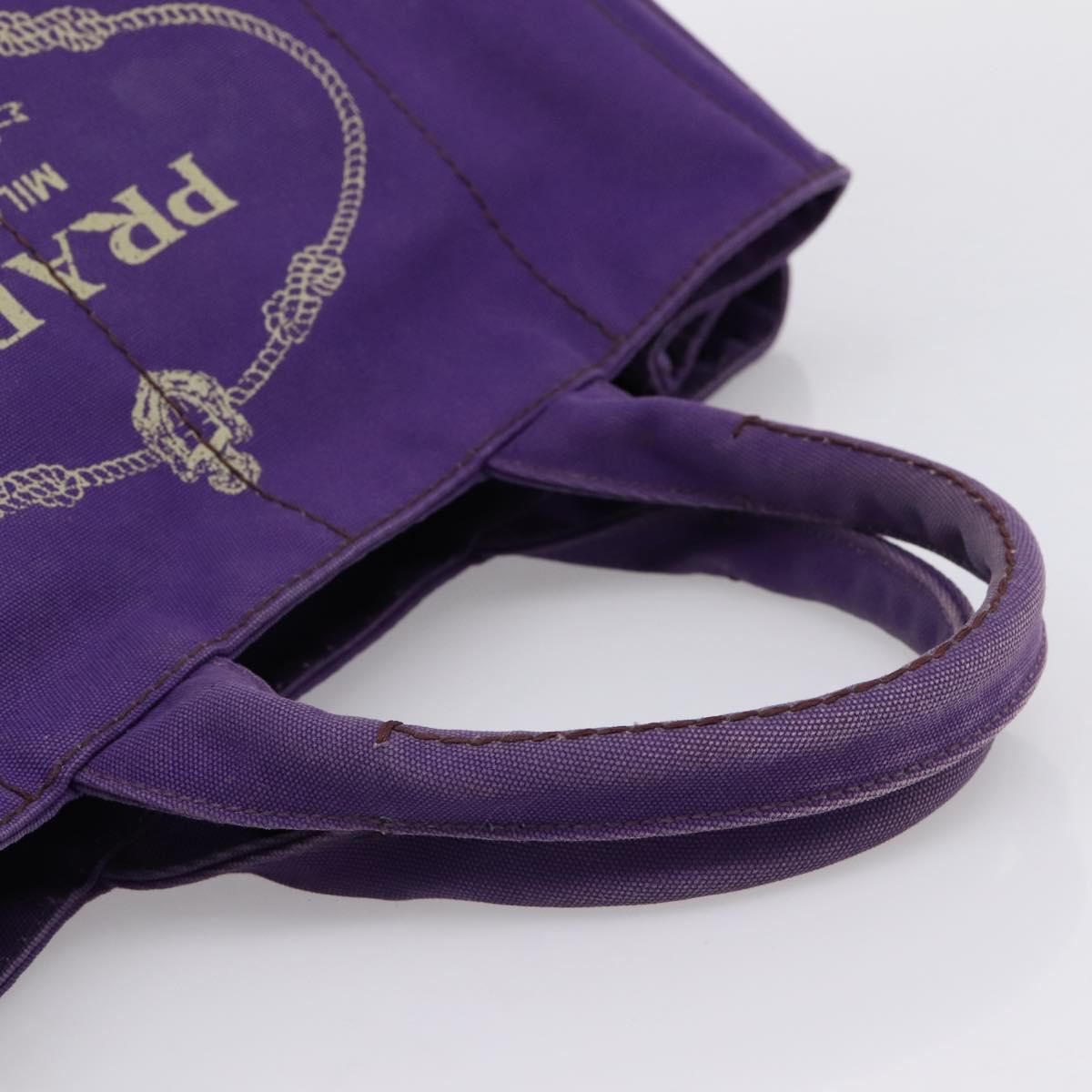 PRADA Canapa GM Tote Bag Canvas Purple Gold Auth 204261