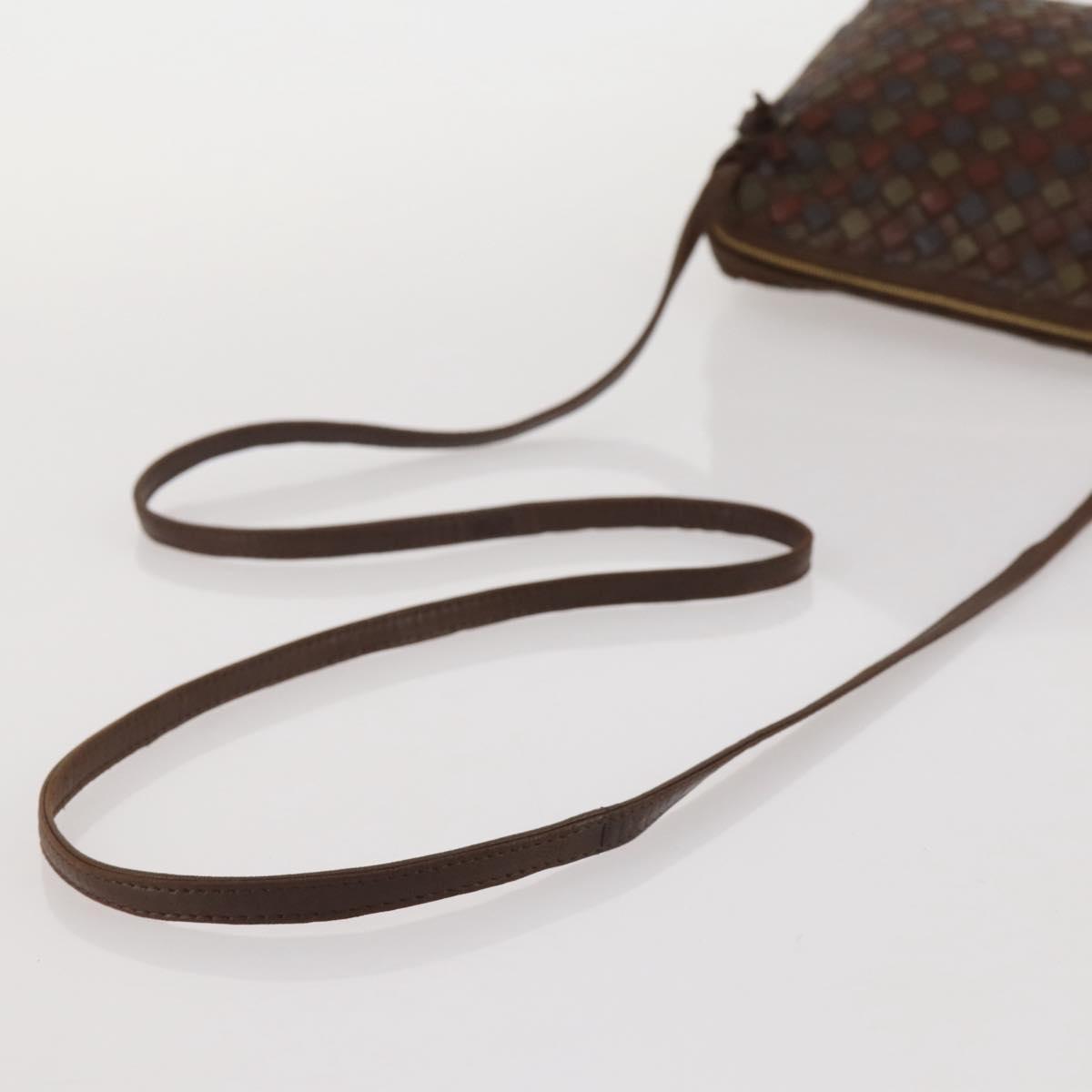 BOTTEGA VENETA INTRECCIATO Shoulder Bag Leather Brown Gold Auth 204262