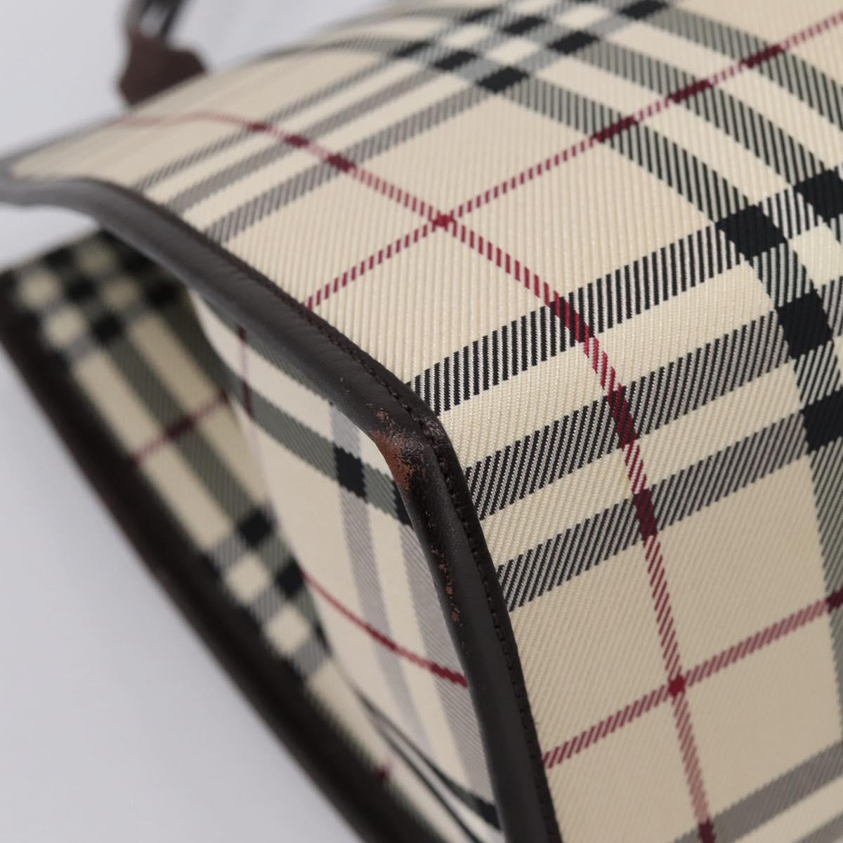 BURBERRY Nova Check Hand Bag Canvas Beige Silver Auth 204263A