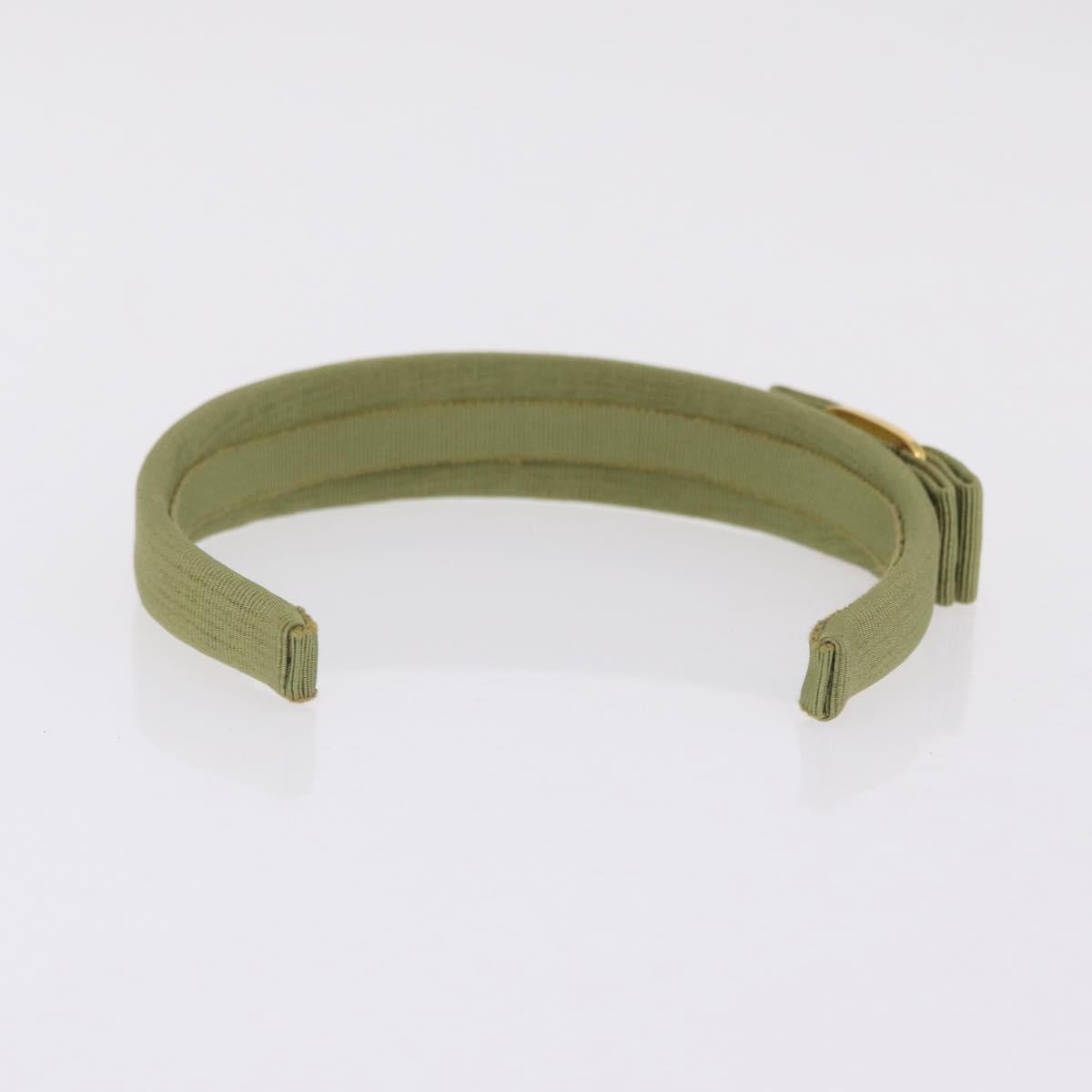 Salvatore Ferragamo Headband Nnylon metal 3 Set Beige Green gold Auth 204265