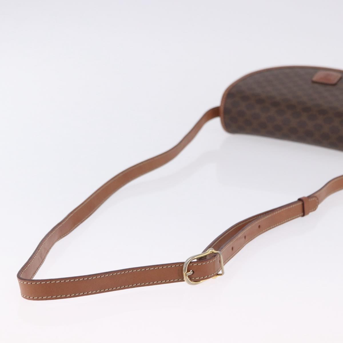 CELINE Macadam Canvas Shoulder Bag PVC Leather Brown Gold Auth 204266