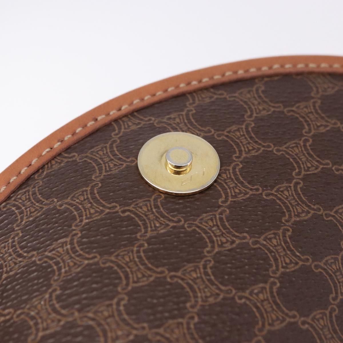 CELINE Macadam Canvas Shoulder Bag PVC Leather Brown Gold Auth 204266
